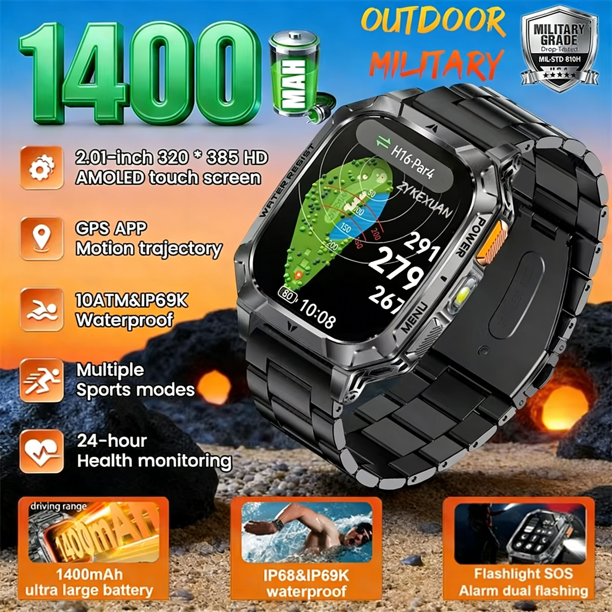 Smartwatch Square Watches For Men - New 2026 Smartwatch Sports HD AMOLED