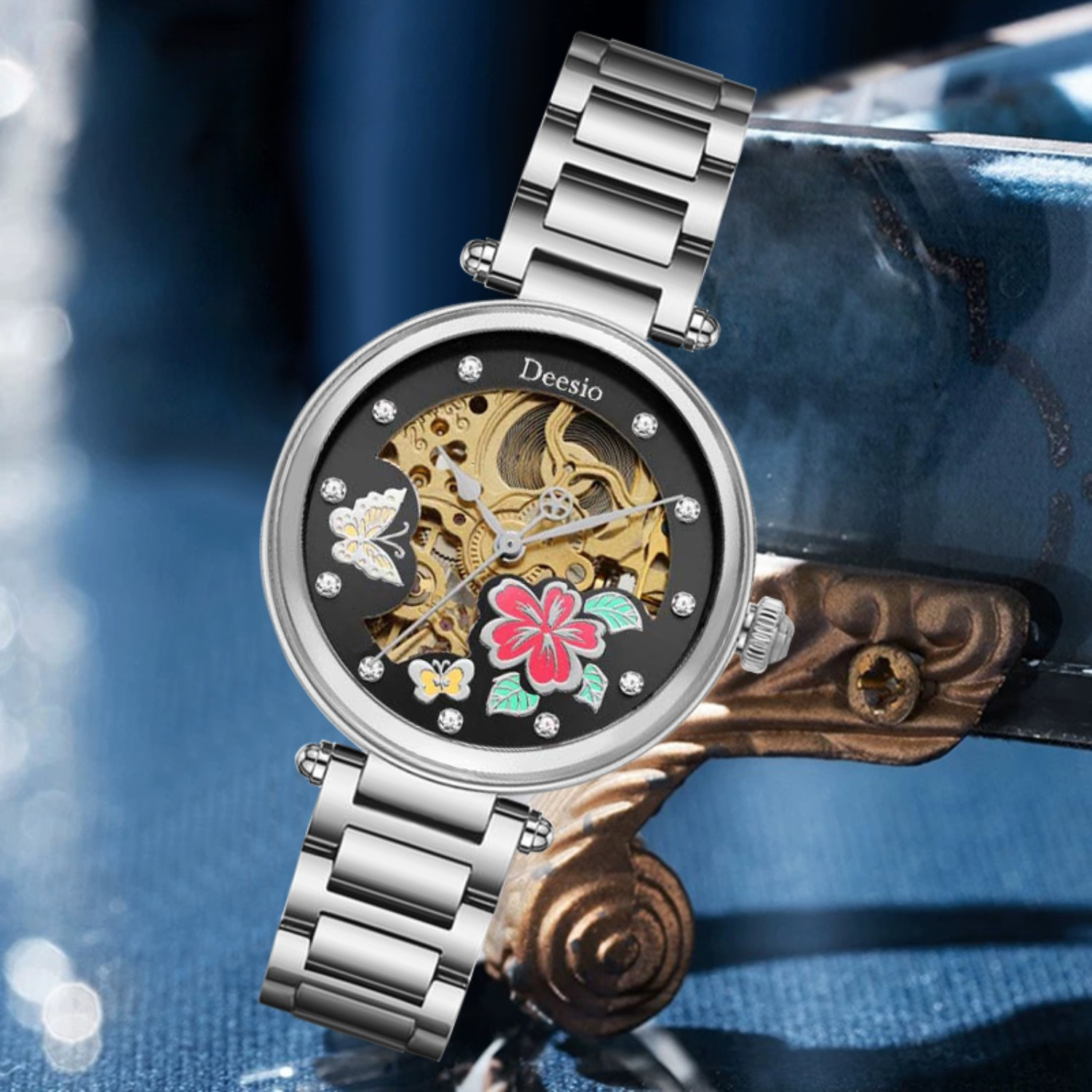 Skeleton Mechanical Watch - Deesio Butterfly Skeleton Dial Stainless Steel