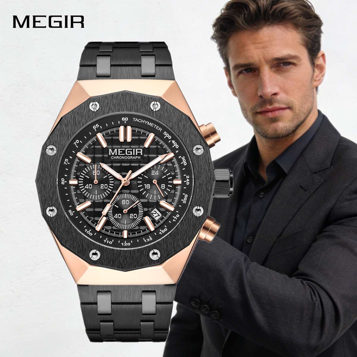 Smartwatch Digital Watches For Men - MEGIR Chronograph Luxury Men Sports Quartz