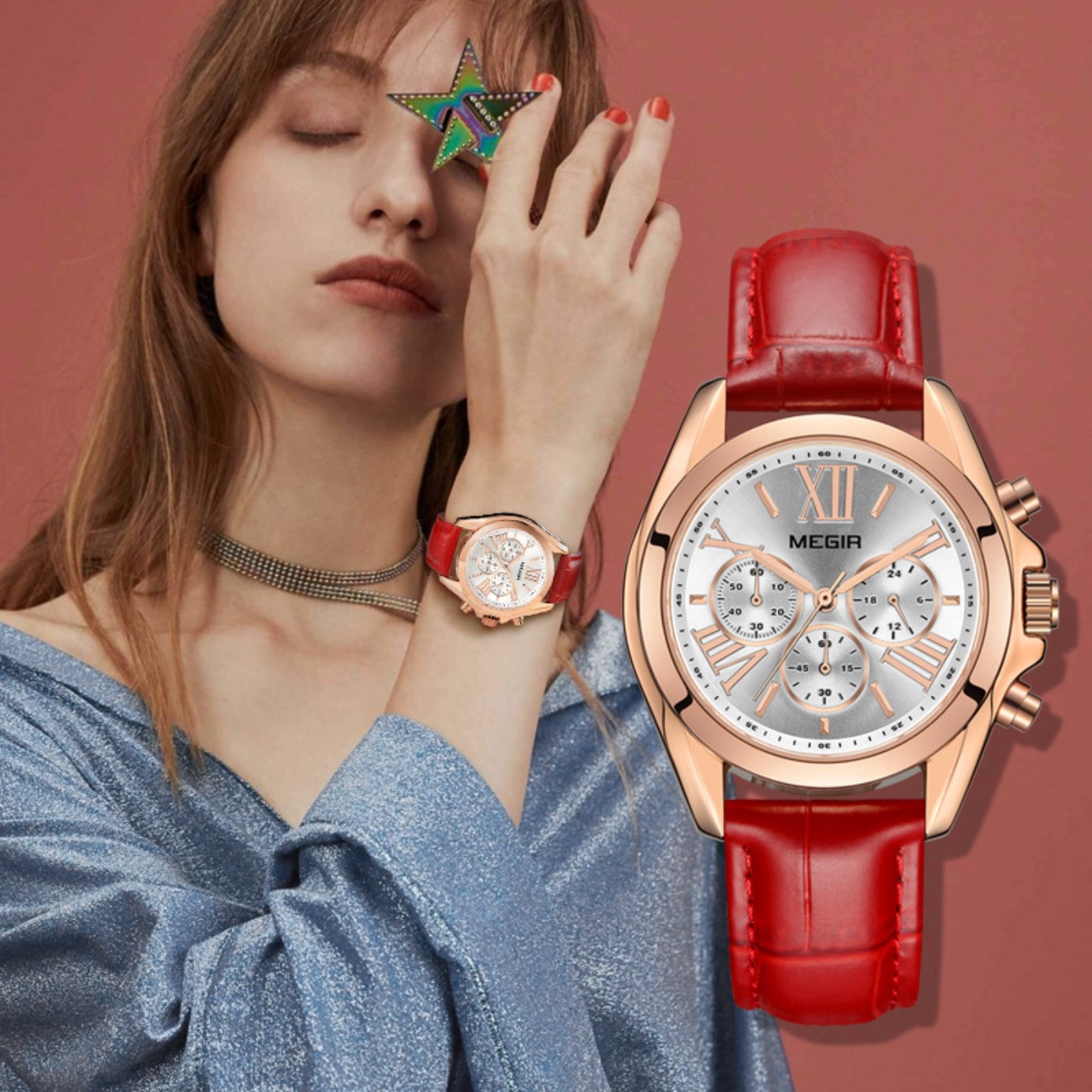 Ladies Fashion Watch - MEGIR New Luxury Leather Watch Women
