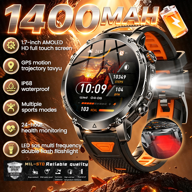 Smartwatch Military Watches For Men - New Military Outdoor 1400mAh Battery Smart