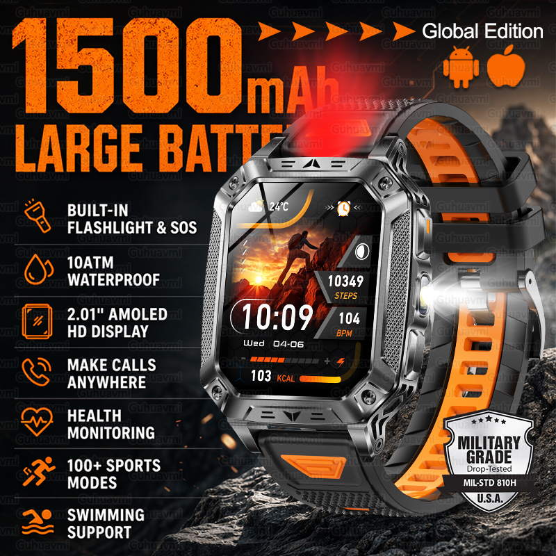 New 1500mAh Military Outdoor S - Smartwatch Military Watches For Men 리뷰 및 가격