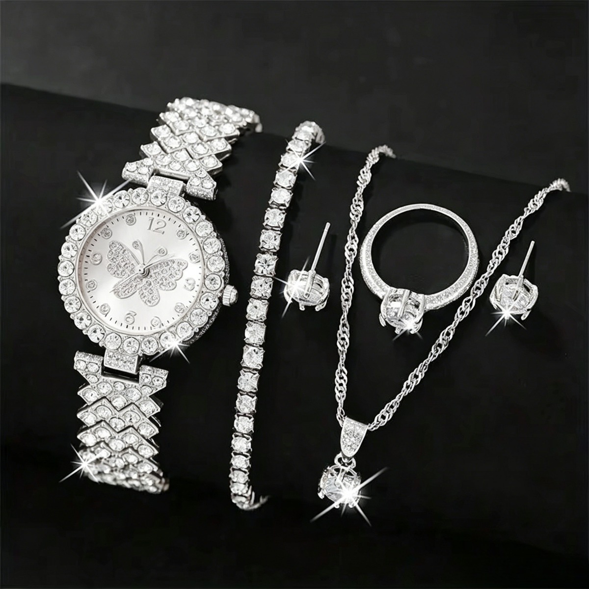 6PCS/Set Luxury Rhinestone But - Ladies Fashion Watch 리뷰 및 가격