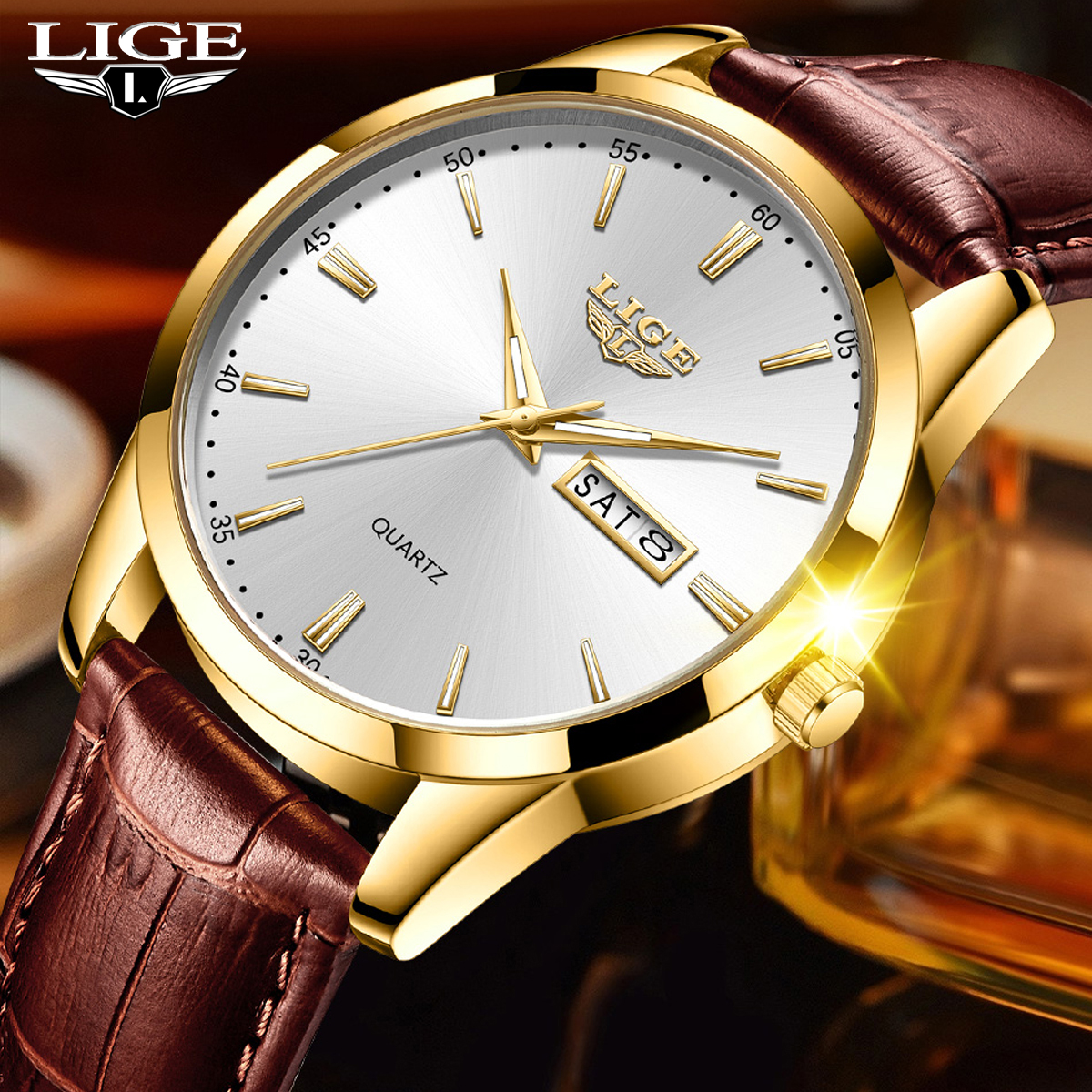 LIGE Man Watch Fashion Leather - Smartwatch Military Watches For Men 리뷰 및 가격