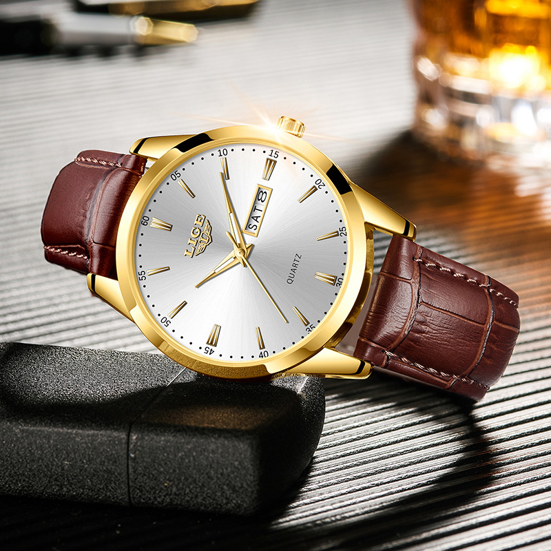 LIGE Man Watch Fashion Leather - Smartwatch Military Watches For Men 리뷰 및 가격