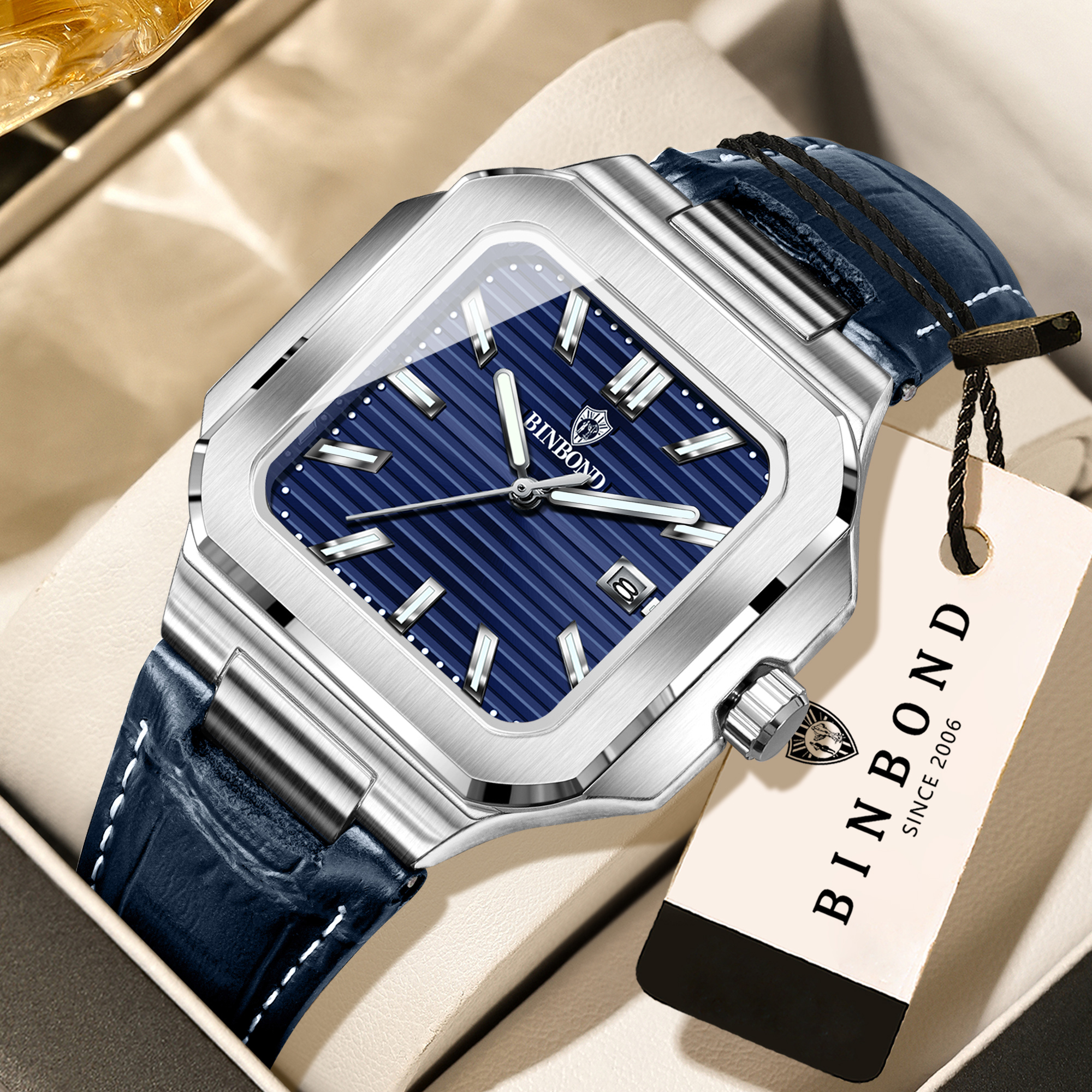 BINBOND  square quartz wristwa - Smartwatch Square Watches For Men 리뷰 및 가격