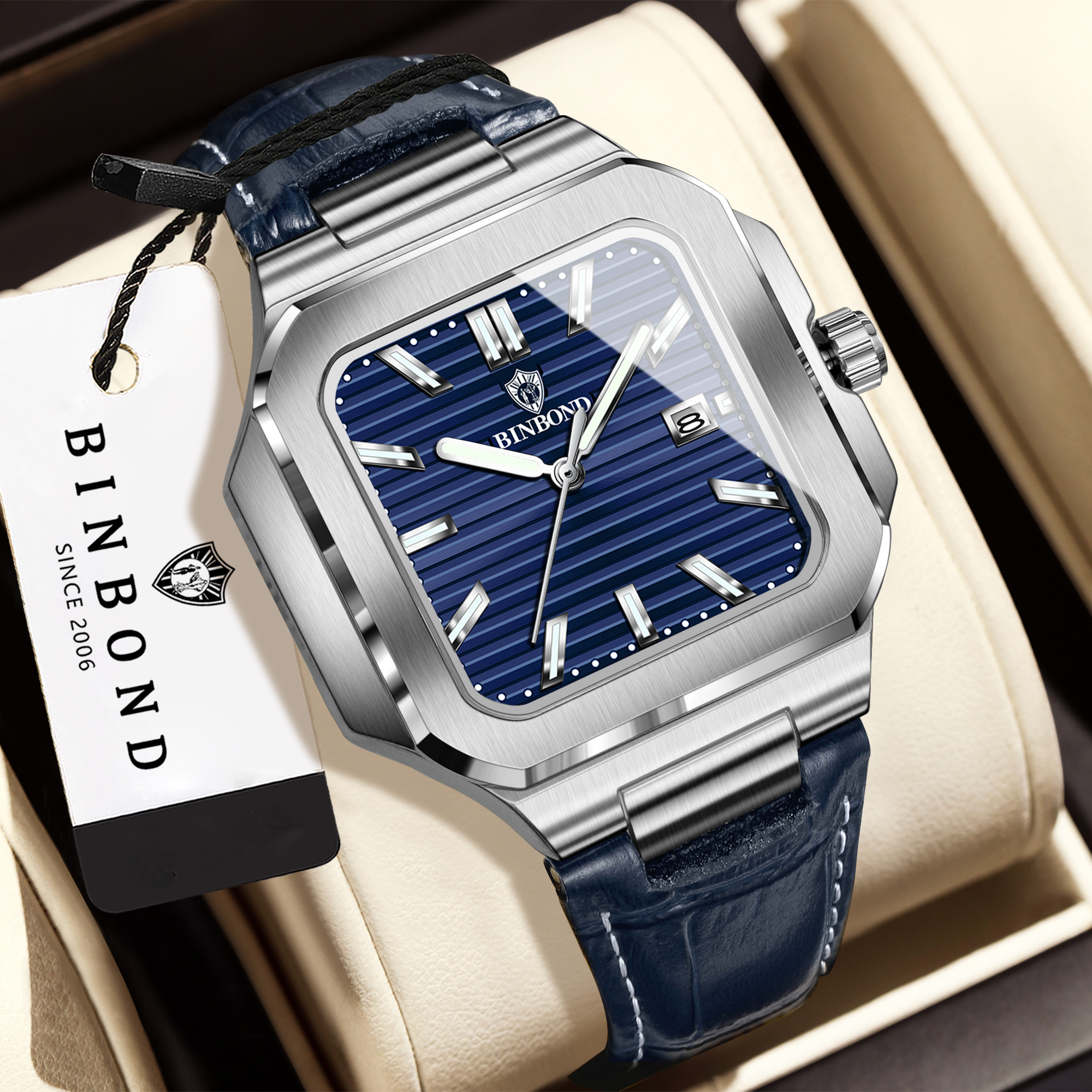 BINBOND  square quartz wristwa - Smartwatch Square Watches For Men 리뷰 및 가격