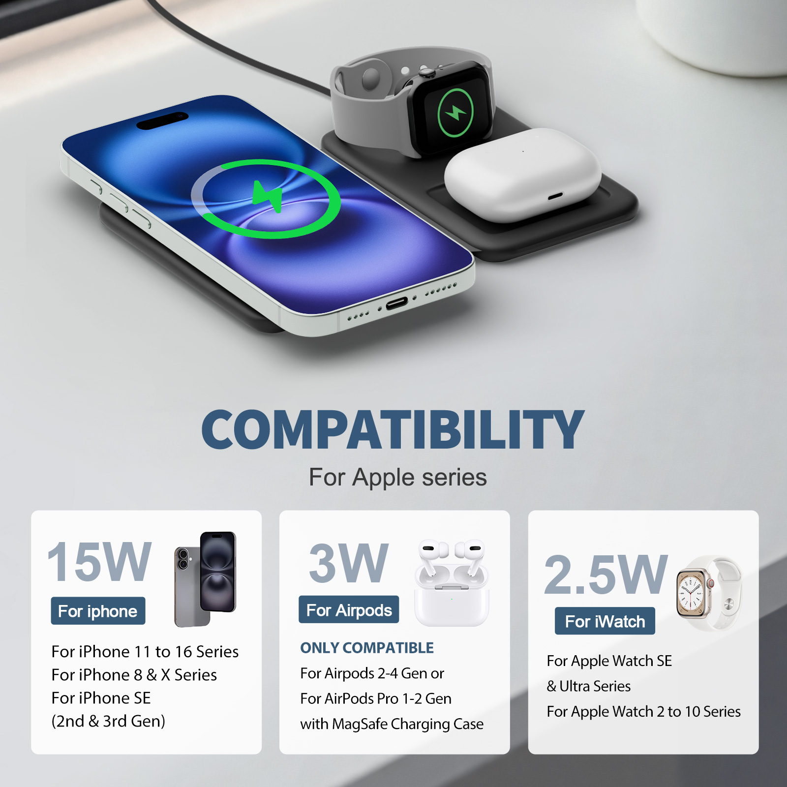 15W Magnetic 3 in 1 Wireless C - Iwatch Smartwatch 리뷰 및 가격