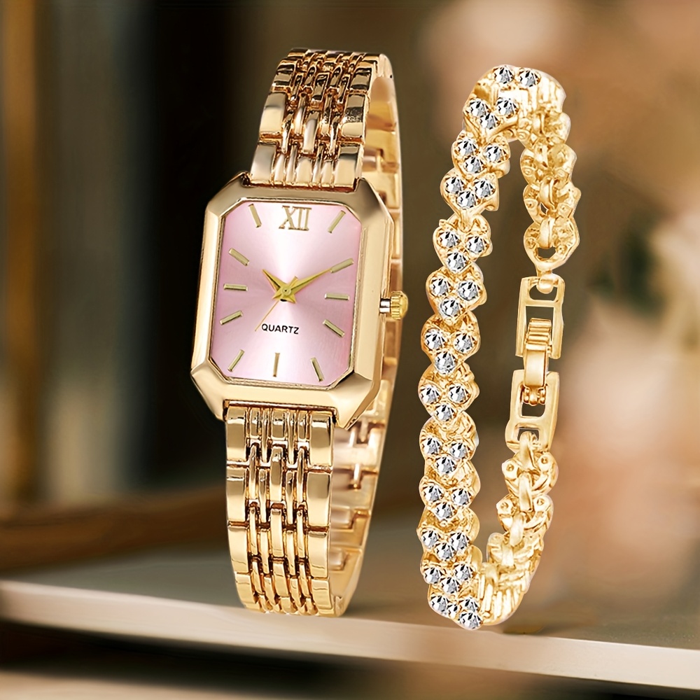 2PCS Fashion Rectangle Women Q - Ladies Fashion Watch 리뷰 및 가격