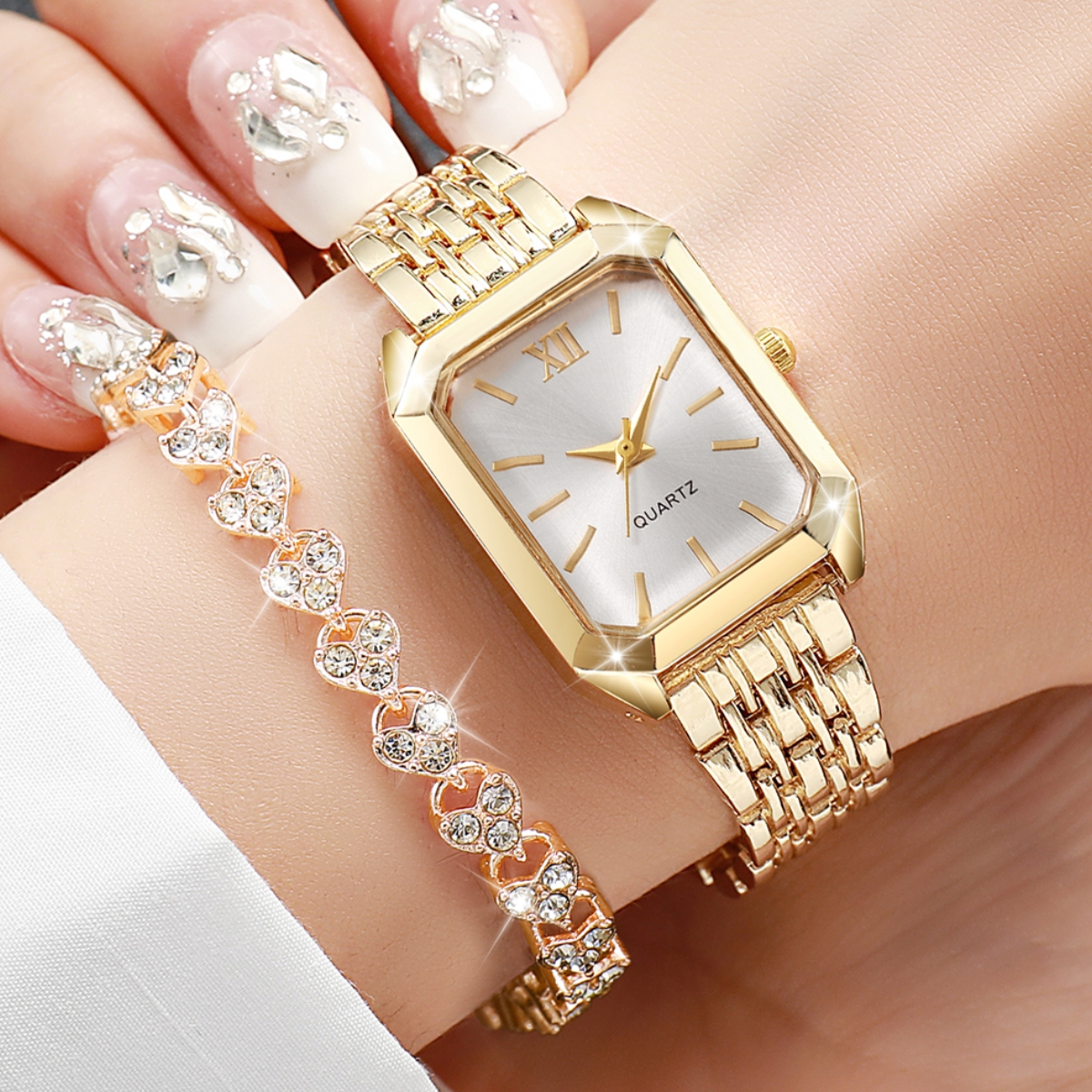 2PCS Fashion Rectangle Women Q - Ladies Fashion Watch 리뷰 및 가격