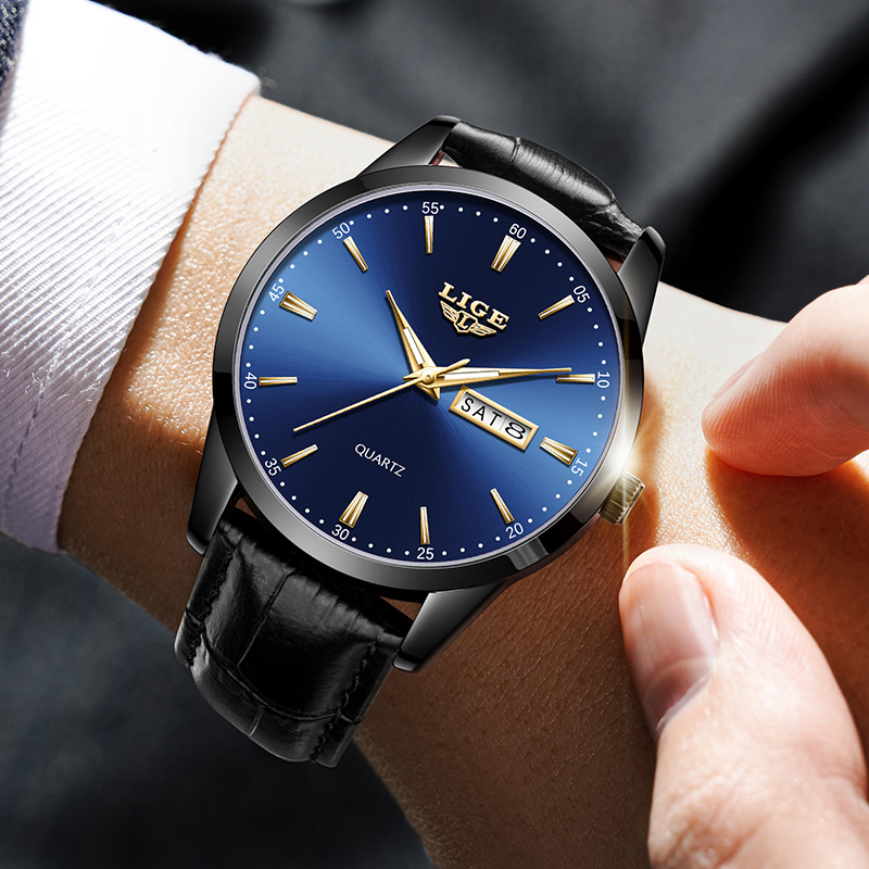 LIGE Man Watch Fashion Leather - Smartwatch Military Watches For Men 리뷰 및 가격