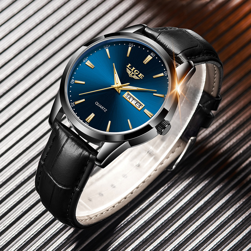 LIGE Man Watch Fashion Leather - Smartwatch Military Watches For Men 리뷰 및 가격