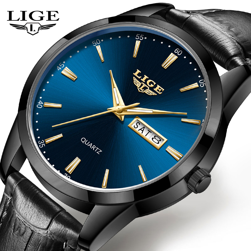 LIGE Man Watch Fashion Leather - Smartwatch Military Watches For Men 리뷰 및 가격