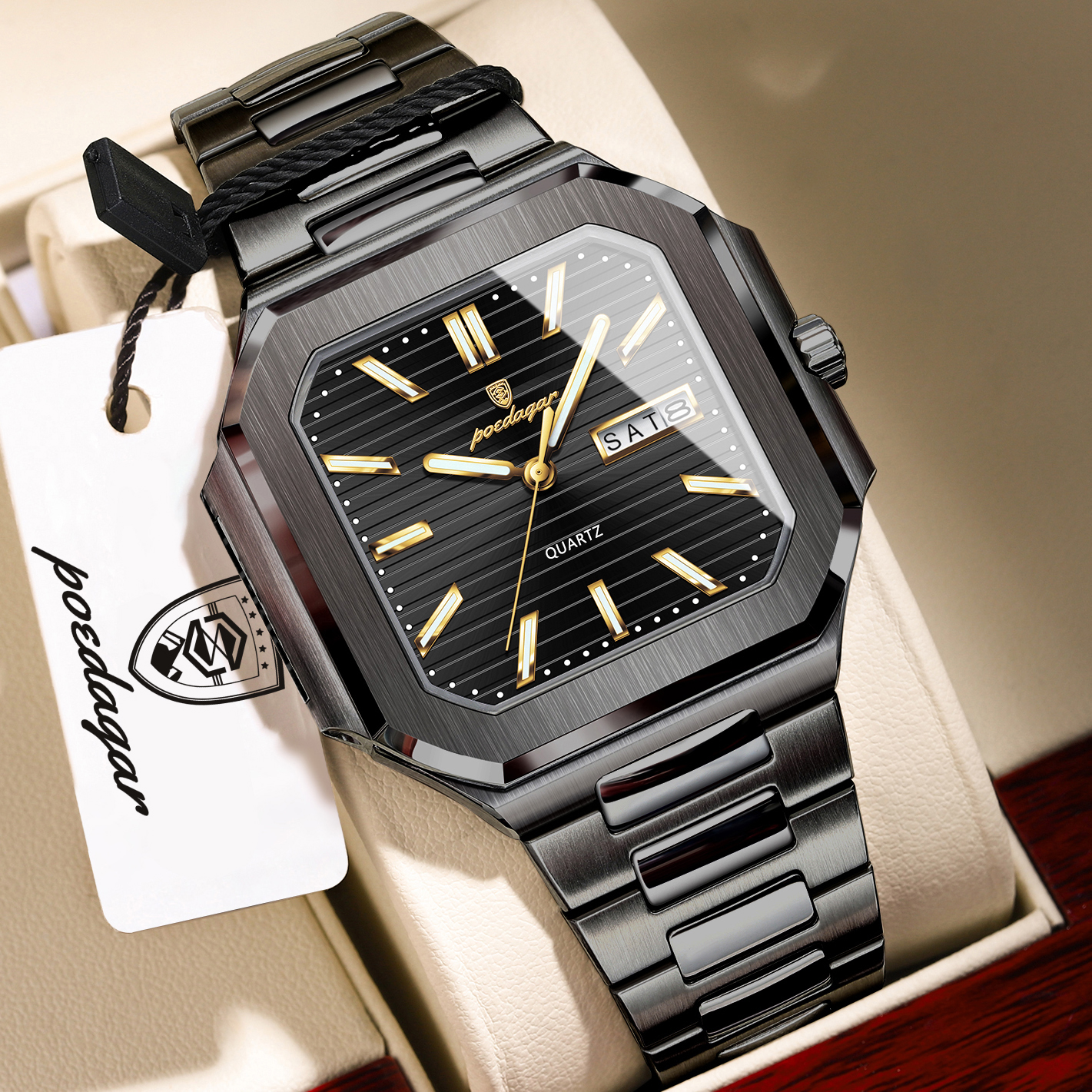 POEDAGAR Casual Square Man Wri - Smartwatch Square Watches For Men 리뷰 및 가격