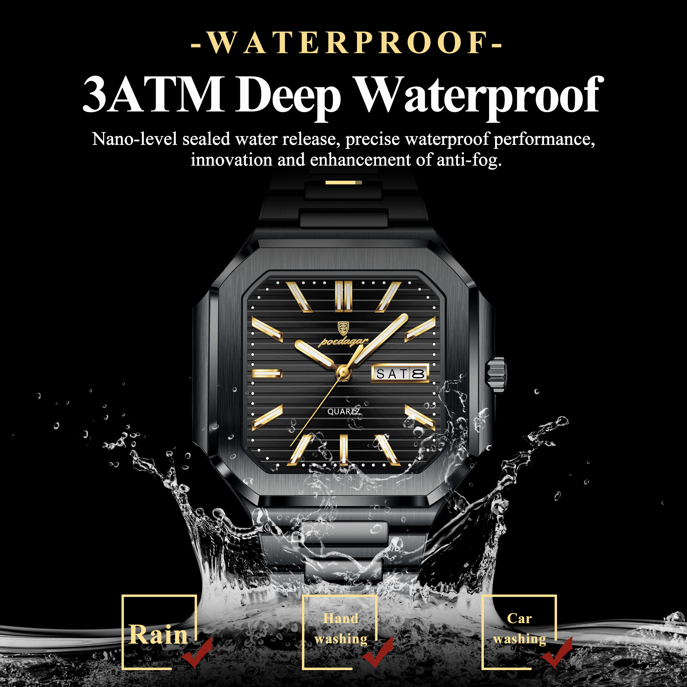 POEDAGAR Casual Square Man Wri - Smartwatch Square Watches For Men 리뷰 및 가격