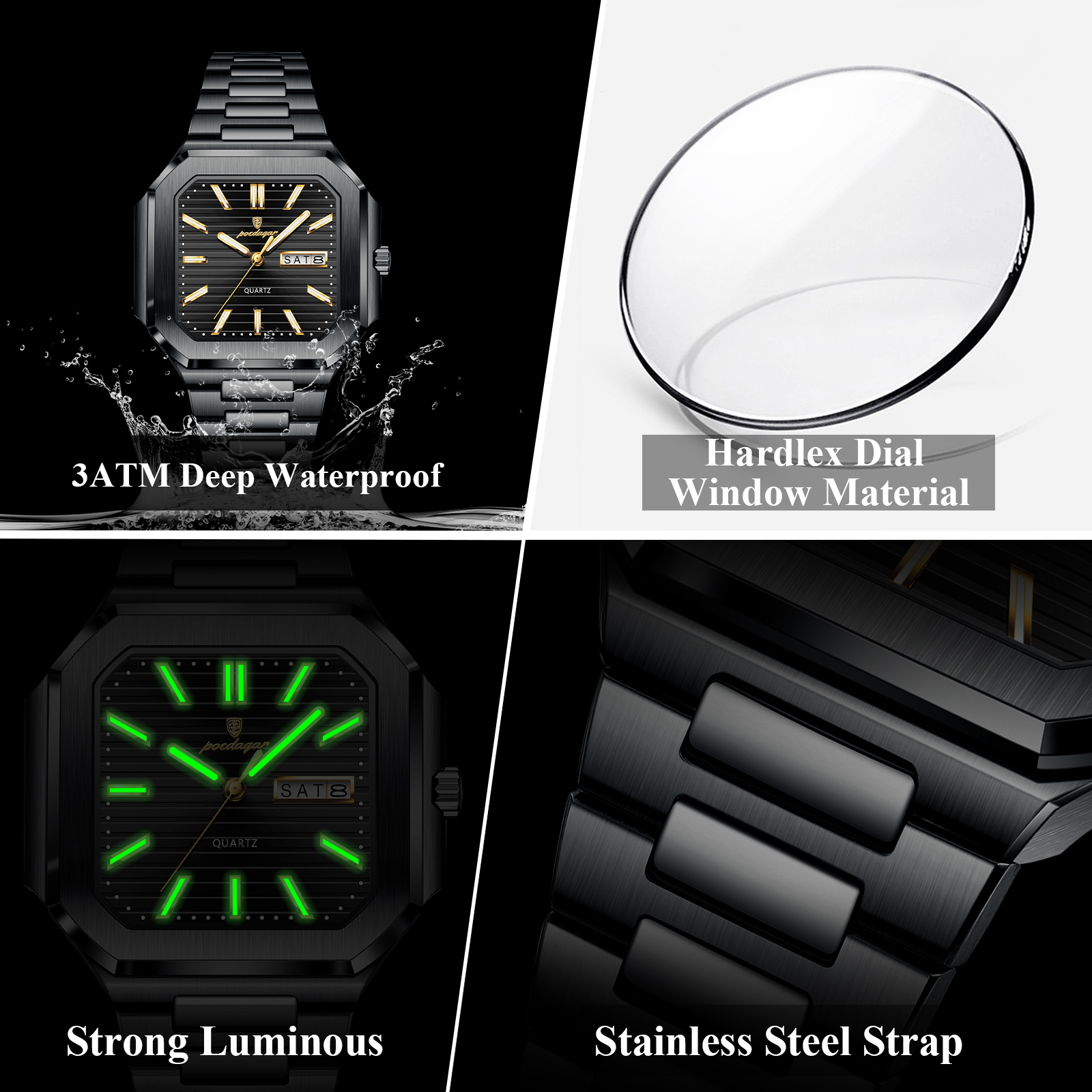 POEDAGAR Casual Square Man Wri - Smartwatch Square Watches For Men 리뷰 및 가격