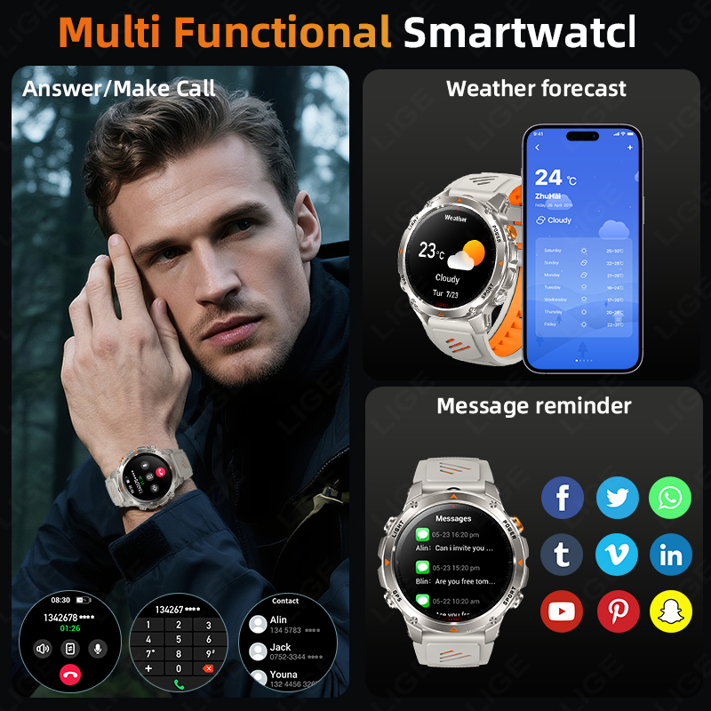 LIGE Rugged GPS Track Smart Wa - Watch Smartwatch 리뷰 및 가격