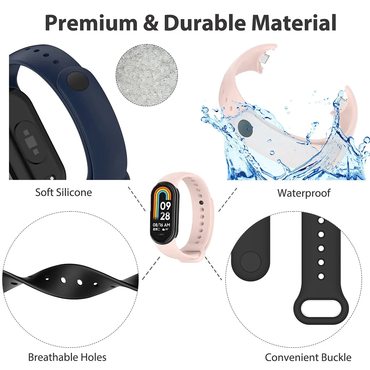 Strap for Xiaomi Mi Band 9/9 N - Silicone Sport Band 리뷰 및 가격
